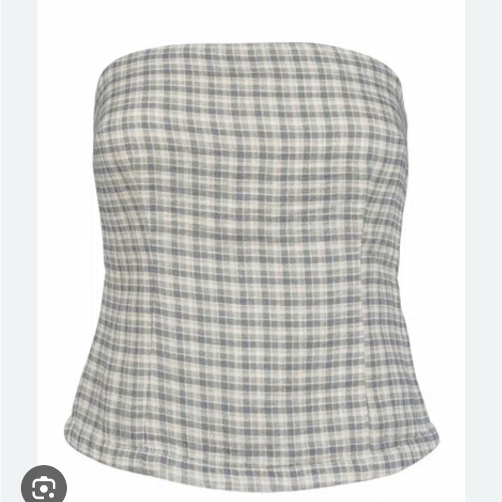 My mum made it Plaid Strapless Top